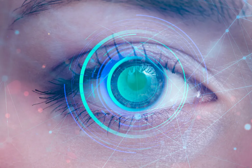Close-up of an eye being scanned